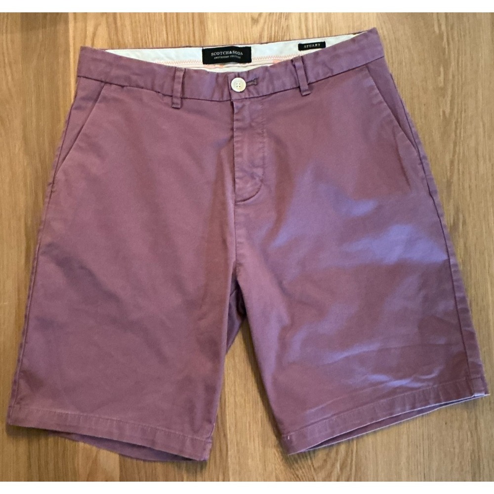 Scotch & Soda Stuart Chino‎ Shorts W28 Rose Flat Front 8" Inseam Mens